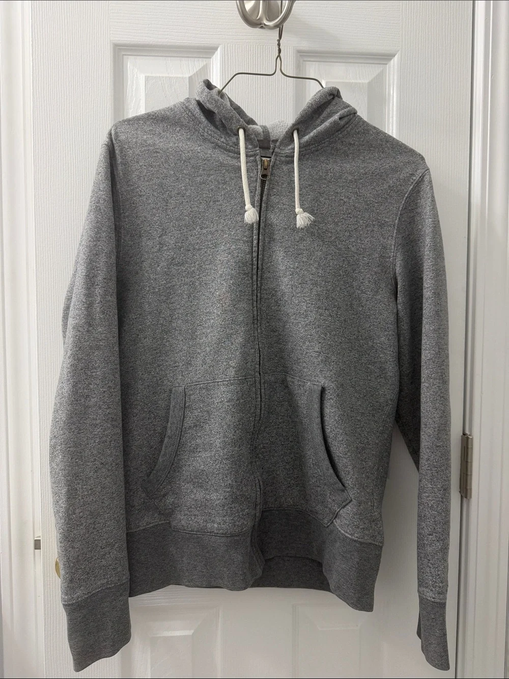 Classic J. Crew Women's Gray Full-Zip Hoodie with Drawstring Hood